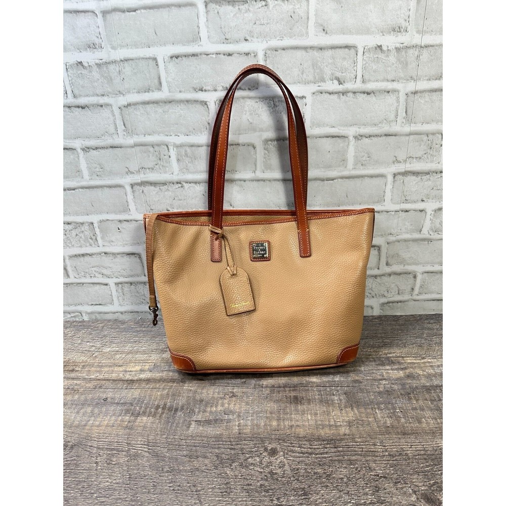 Dooney & Bourke Pebble Leather Charleston Shopper Tote Handbag Caramel Brown